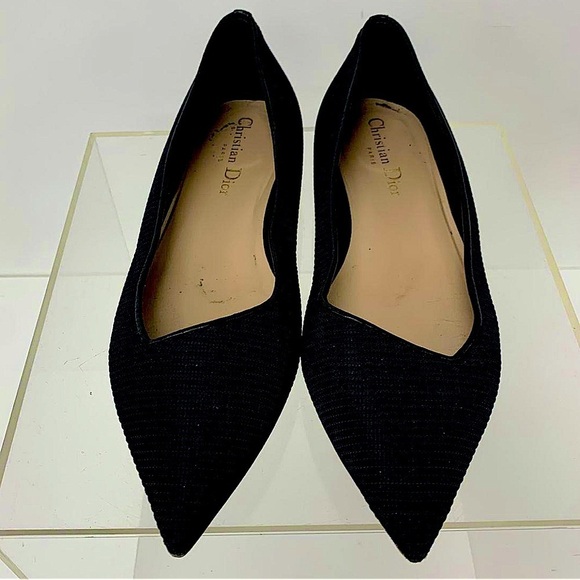 CHRISTIAN Dior technical fabric black pointed toe flats - Picture 8 of 17